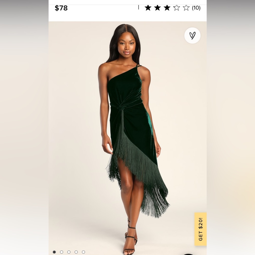 Lulus Forest Green Velvet and Tassel Dress